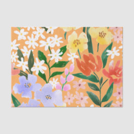 Papel De Seda Patrón floral botánico naranja sin fisuras