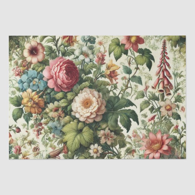 Papel De Seda Patrón floral botánico sin mar (Anverso)
