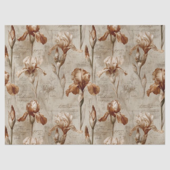 Papel De Seda Patrón floral botánico vintage (4) (Anverso)