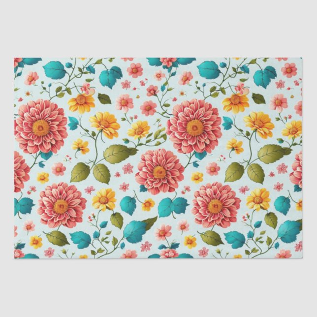 Papel De Seda Patrón floral brillante (Anverso)