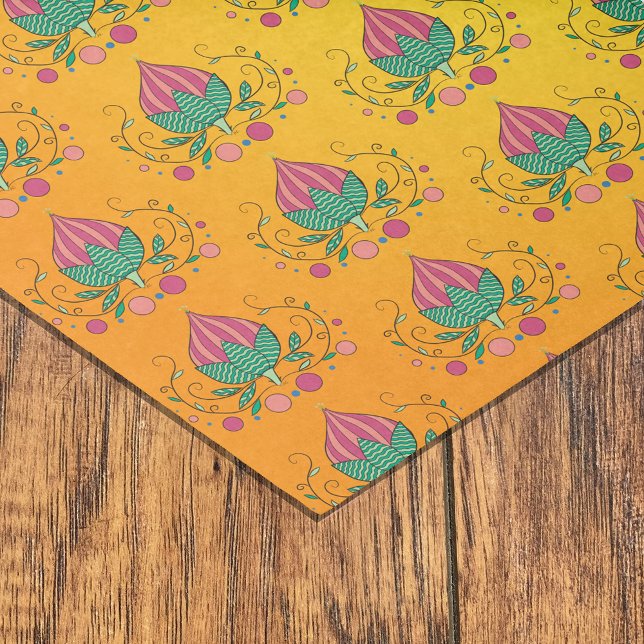 Papel De Seda Patrón floral caprichoso naranja amarillo (Subido por el creador)
