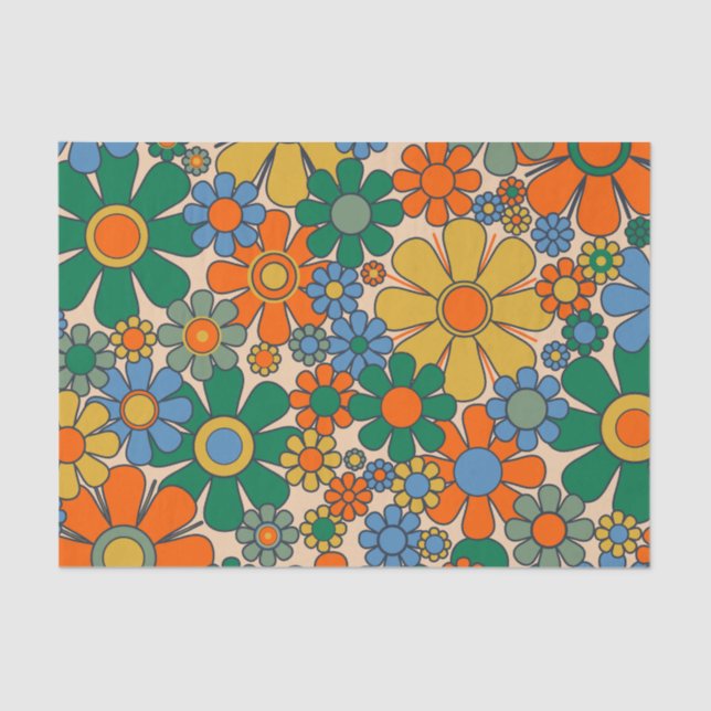 Papel De Seda Patrón floral caprichoso retro (Anverso)