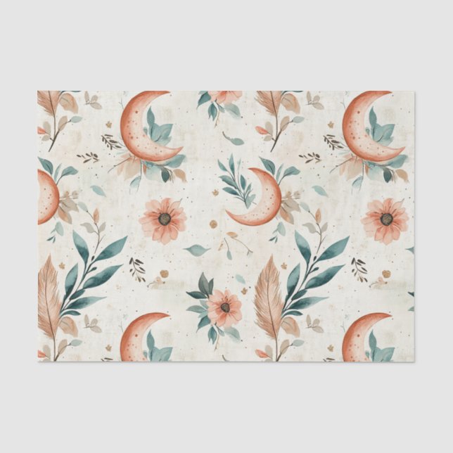 Papel De Seda Patrón floral celestial (2) (Anverso)