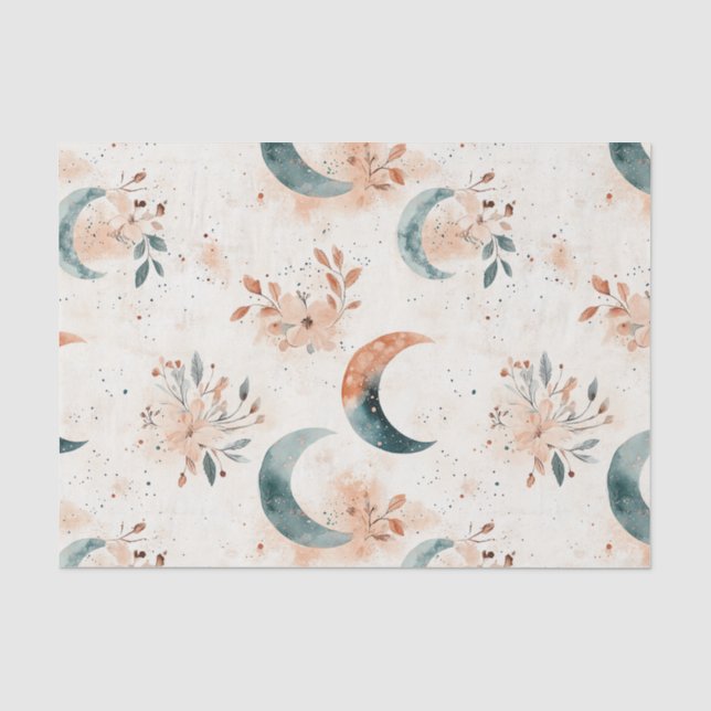 Papel De Seda Patrón floral celestial (5) (Anverso)
