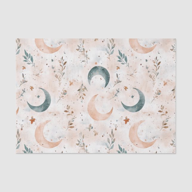 Papel De Seda Patrón floral celestial (6) (Anverso)