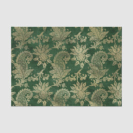 Papel De Seda Patrón floral Celta Green Gold Paisley