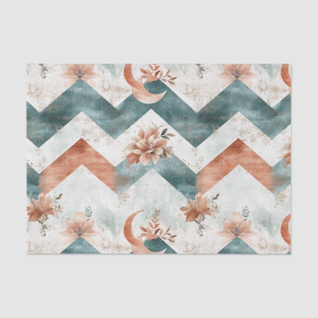Papel De Seda Patrón Floral Chevron Luna Rústica (3) (Anverso)