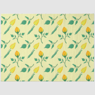Papel De Seda Patrón floral con flores amarillas de rosa y tulip