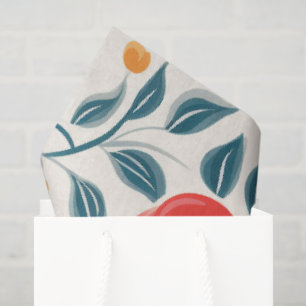 Papel De Seda Patrón floral con flores grandes rojas y azules