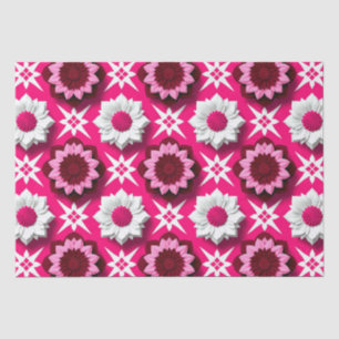 Papel De Seda Patrón floral con loto rosa y blanco vibrante