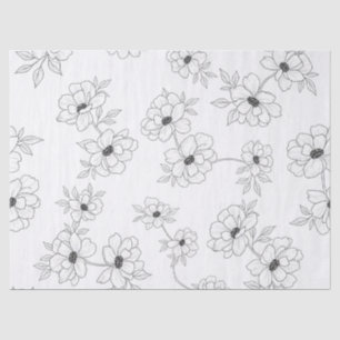 Papel De Seda Patrón floral continuo de arte de línea minimalist