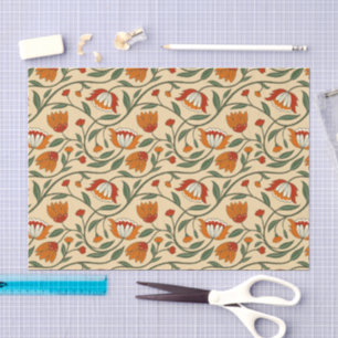 Papel De Seda Patrón floral continuo sobre fondo beige