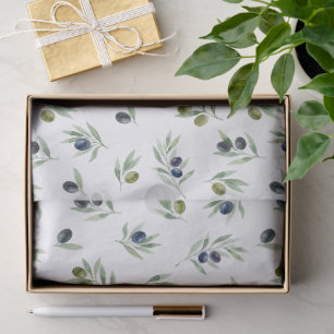 Papel De Seda Patrón floral de acuarela de hojas verdes oliva