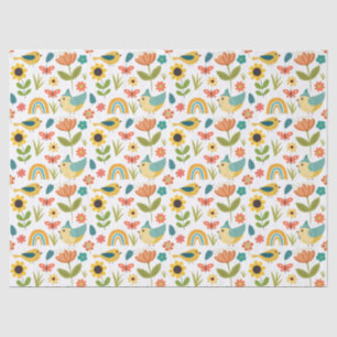 Papel De Seda Patrón floral de acuarela de primavera