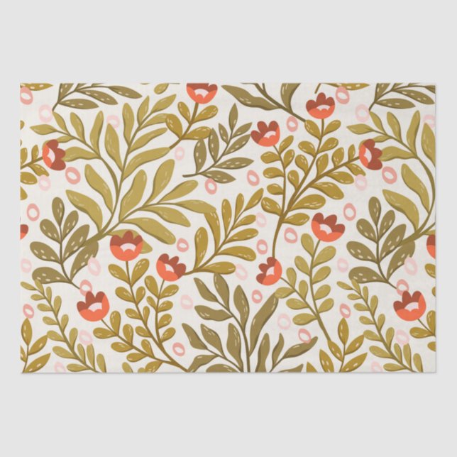 Papel De Seda Patrón floral de acuarela elegante (Anverso)