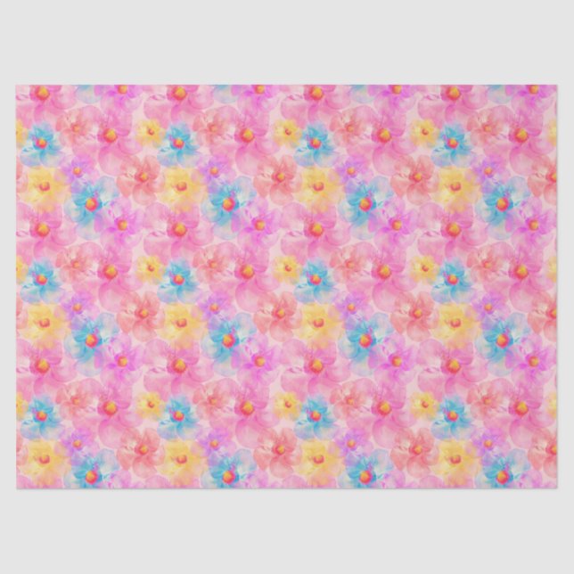 Papel De Seda Patrón floral de acuarela retro (Anverso)