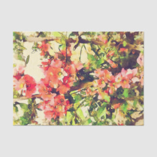 Papel De Seda Patrón floral de acuarela rosa rojo 1