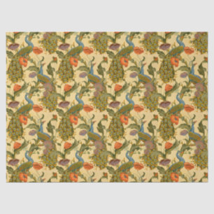 Papel De Seda Patrón Floral de Amapola Pavo Real Art Nouveau Ant