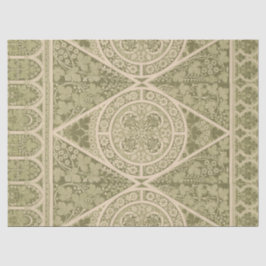 Papel De Seda Patrón floral de Art Nouveau verde vintage