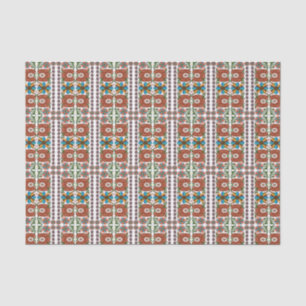 Papel De Seda Patrón floral de arte folclórico vintage estonio