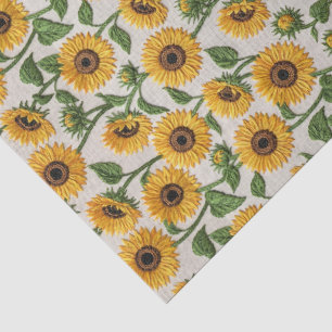 Papel De Seda Patrón Floral de Bordado de Girasol Amarillo