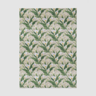 Papel De Seda Patrón Floral de Bordado de Lirio de Calla Blanco