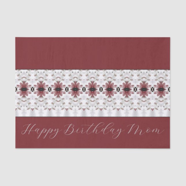 Papel De Seda Patrón floral de Borgoña (Anverso)