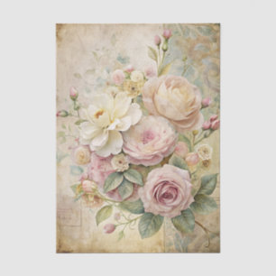 Papel De Seda Patrón floral de bouquet de rosa pastel inspirado