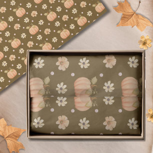 Papel De Seda Patrón floral de calabaza de acuarela naranja mode