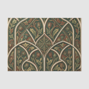 Papel De Seda Patrón floral de cardo victoriano verde oscuro