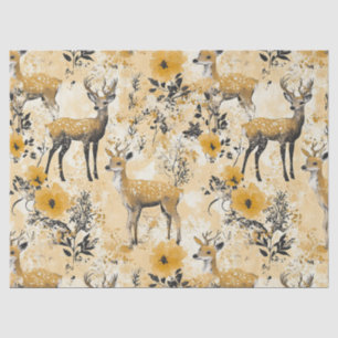 Papel De Seda Patrón floral de cervatillo Cottagecore