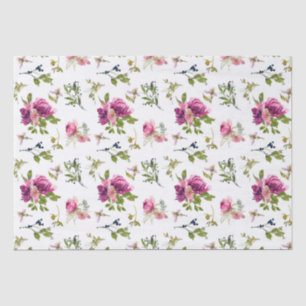 Papel De Seda Patrón floral de color de agua de Borgoña