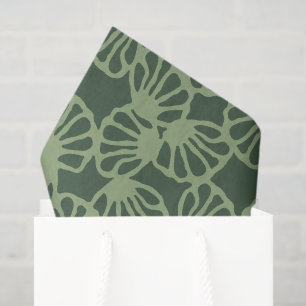 Papel De Seda Patrón floral de coral abstracto verde salvia sin 