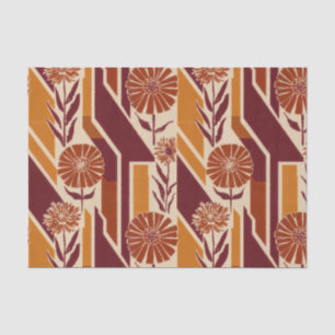Papel De Seda Patrón floral de cosecha rústica en tonos terrosos