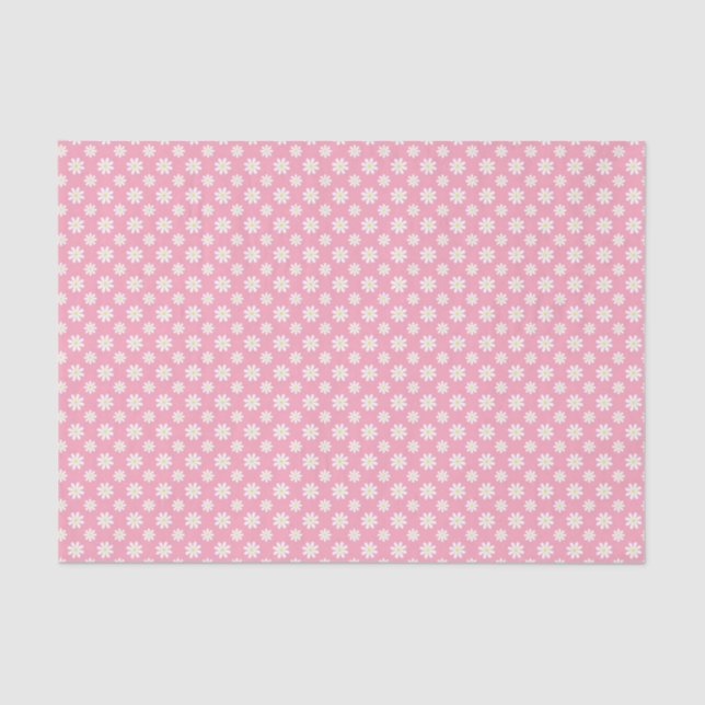 Papel De Seda Patrón floral de Daisies rosados (Anverso)