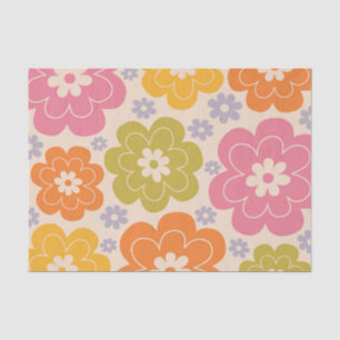 Papel De Seda Patrón floral de estilo retro de los años 60