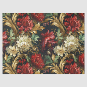 Papel De Seda Patrón floral de fantasía vintage de Navidad