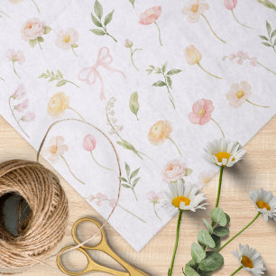 Papel De Seda Patrón Floral de Flor de Amarillo Rosa Acuarela