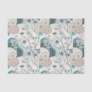 Papel De Seda Patrón floral de flor de bambú japonés tradicional
