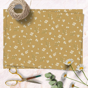 Papel De Seda Patrón Floral de Flor de Margarita Blanca Monogram