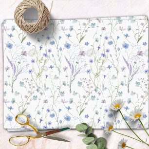 Papel De Seda Patrón floral de flor salvaje de Bonito púrpura az