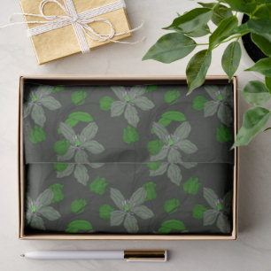 Papel De Seda Patrón floral de flores étnicas retro verde elegan