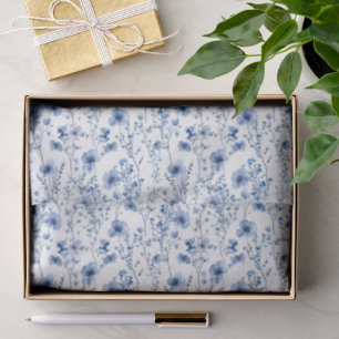 Papel De Seda Patrón floral de flores silvestres acuarela azul b