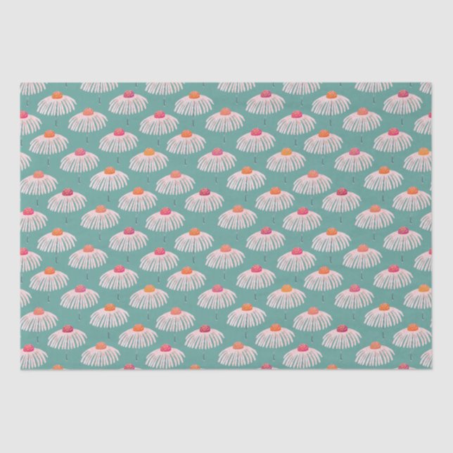 Papel De Seda Patrón floral de Gerbera Daisy (Anverso)