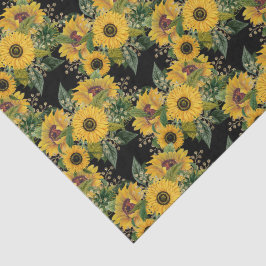 Papel De Seda Patrón Floral de Girasoles de Cabaña Amarilla