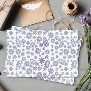 Papel De Seda Patrón floral de gris y lavanda