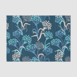 Papel De Seda Patrón floral de hidrangea estilizada - Azul elega
