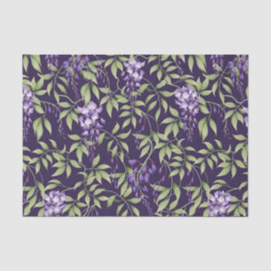 Papel De Seda Patrón floral de hojas verdes y glicinias