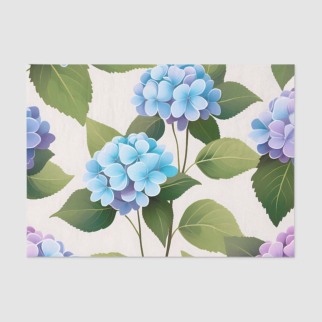 Papel De Seda Patrón floral de Hydrangea (Anverso)