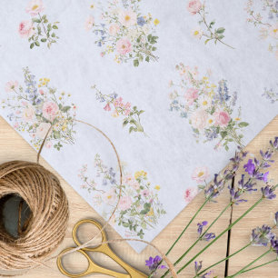 Papel De Seda Patrón Floral de Jardín de Flores Colorido Acuarel